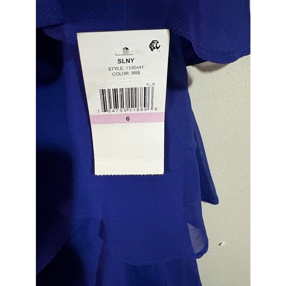 SLNY Tulip Tiered Chiffon Cocktail Dress with Barrel Pins Size 6 NWT - Picture 6 of 10